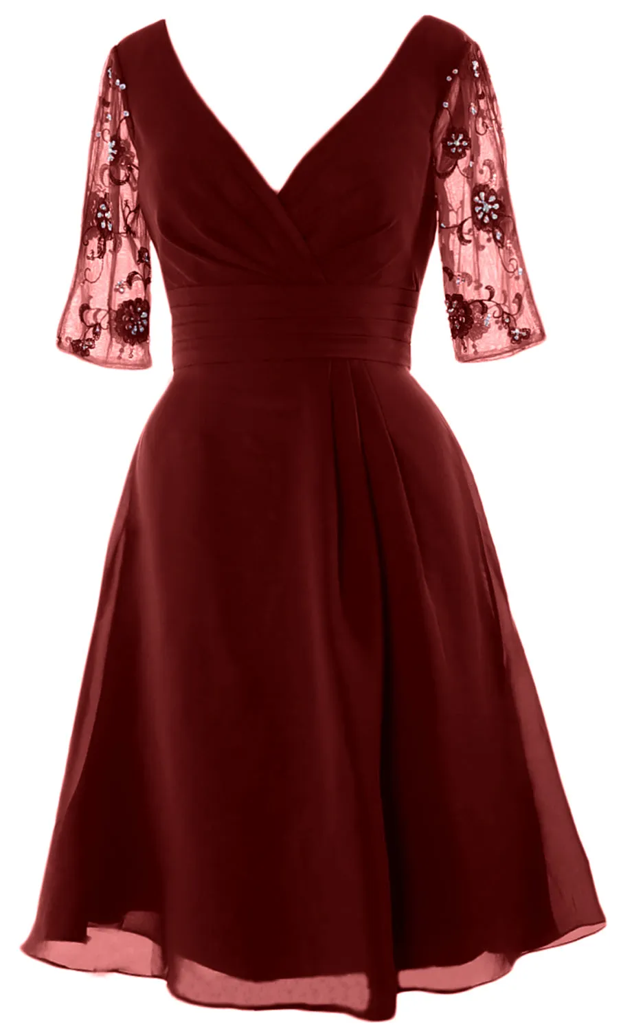 MACloth Women Half Sleeves V Neck Cocktail Dress Short Mother of The Bride Dresses
