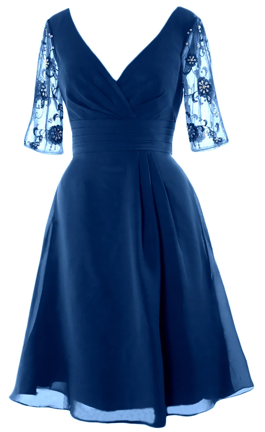 MACloth Women Half Sleeves V Neck Cocktail Dress Short Mother of The Bride Dresses