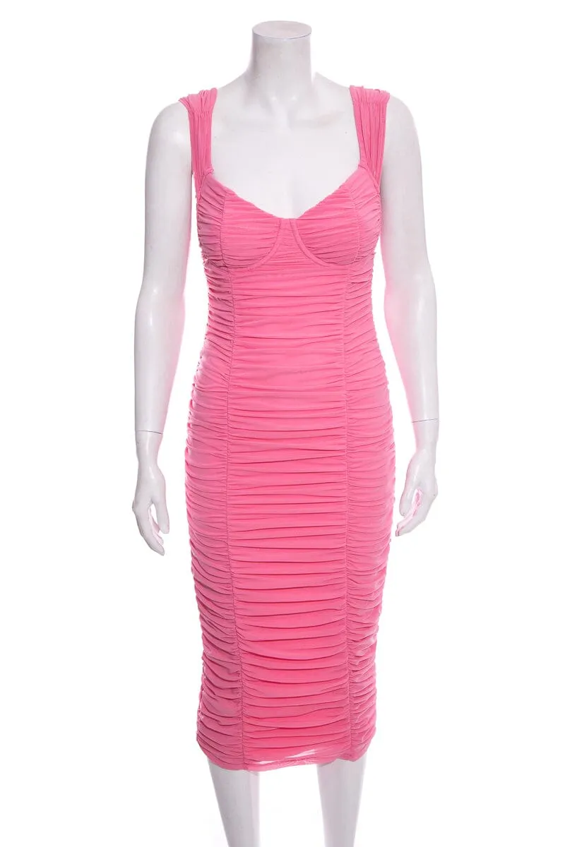 Majorelle Pink Midi Ruched Dress SZ S