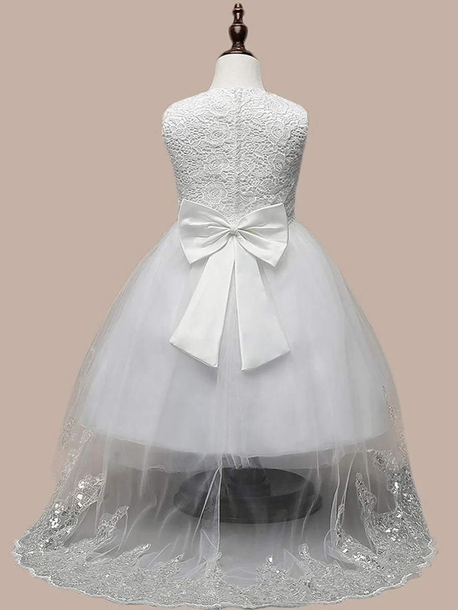 Manadlian Child Girls Sequined Strapless Long Organza Princess Girl Dress