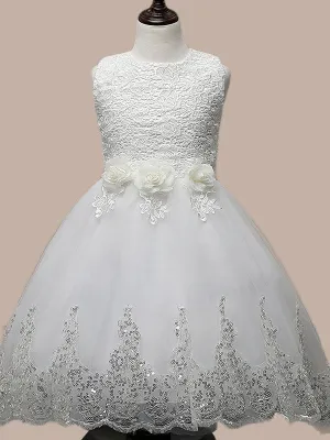 Manadlian Child Girls Sequined Strapless Long Organza Princess Girl Dress