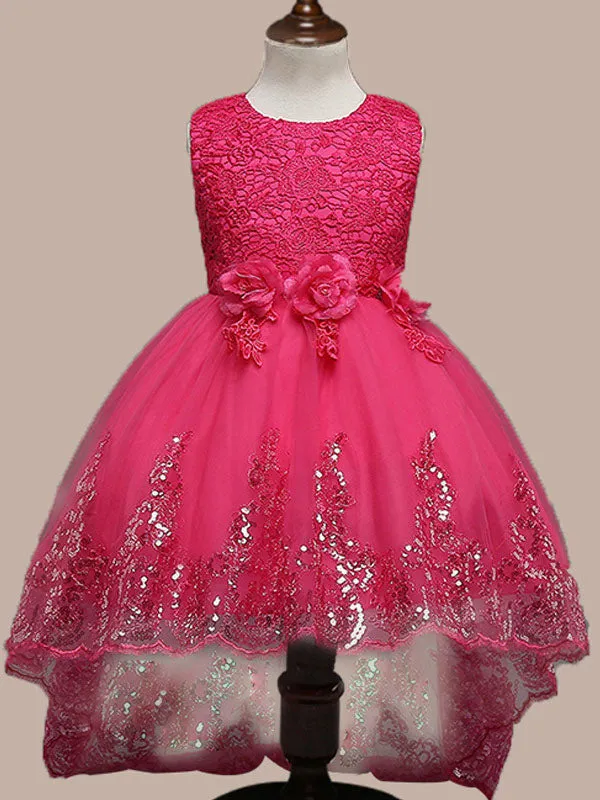 Manadlian Child Girls Sequined Strapless Long Organza Princess Girl Dress