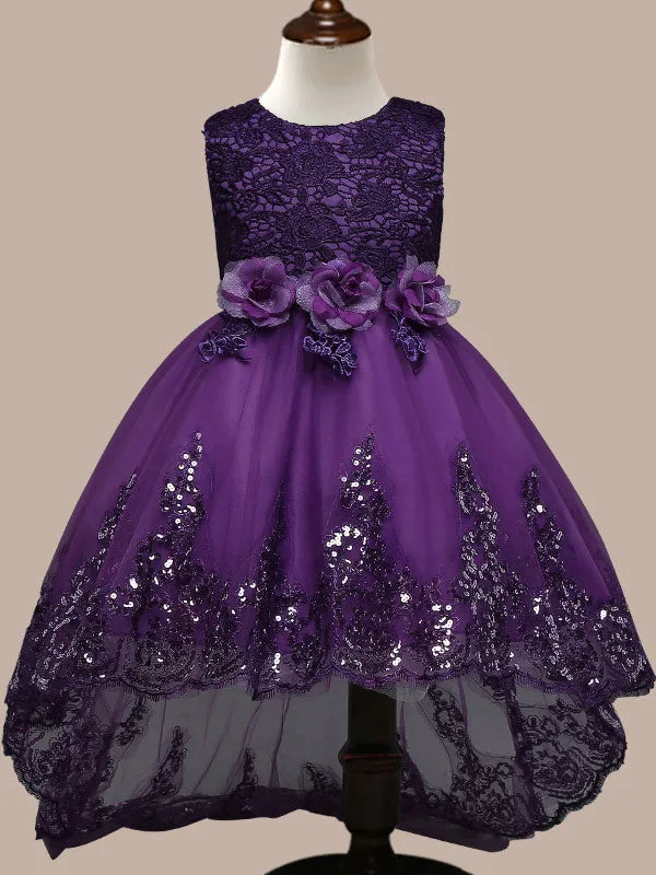 Manadlian Child Girls Sequined Strapless Long Organza Princess Girl Dress