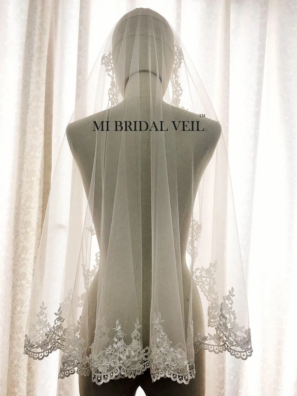 Mantilla Lace Wedding Veil, Crochet Venice Rose Lace Bridal Veil, MI BRIDAL