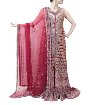 MAROON AND PINK PAKISTANI BRIDAL LEHENGA
