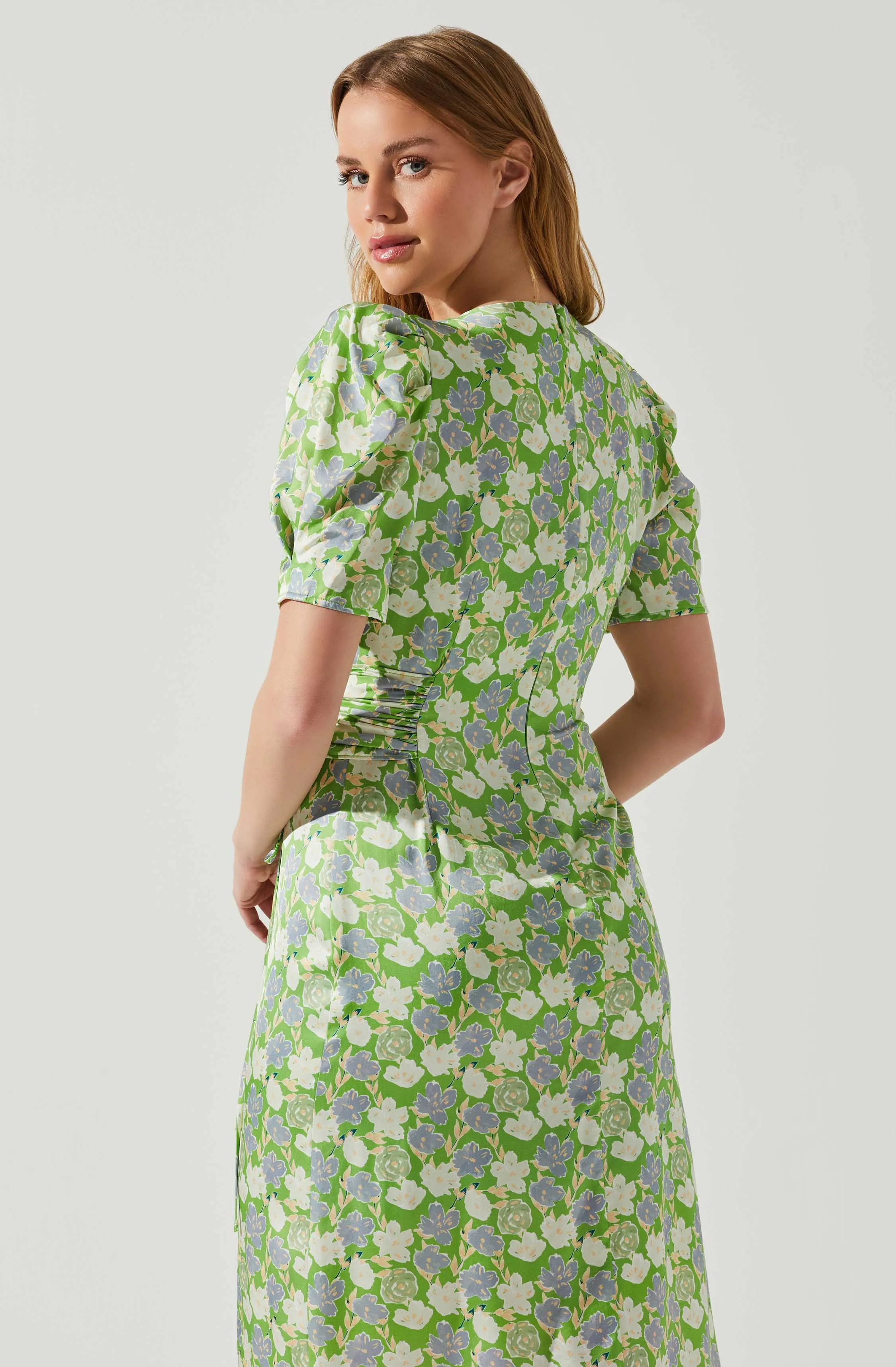 Martina Floral Ruched Midi Dress