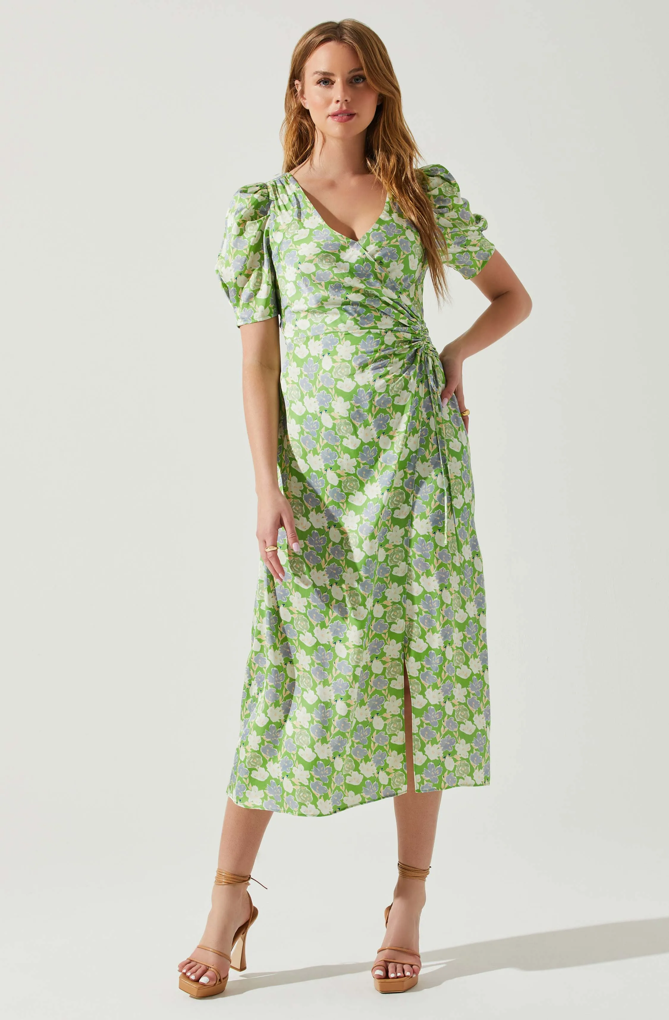 Martina Floral Ruched Midi Dress