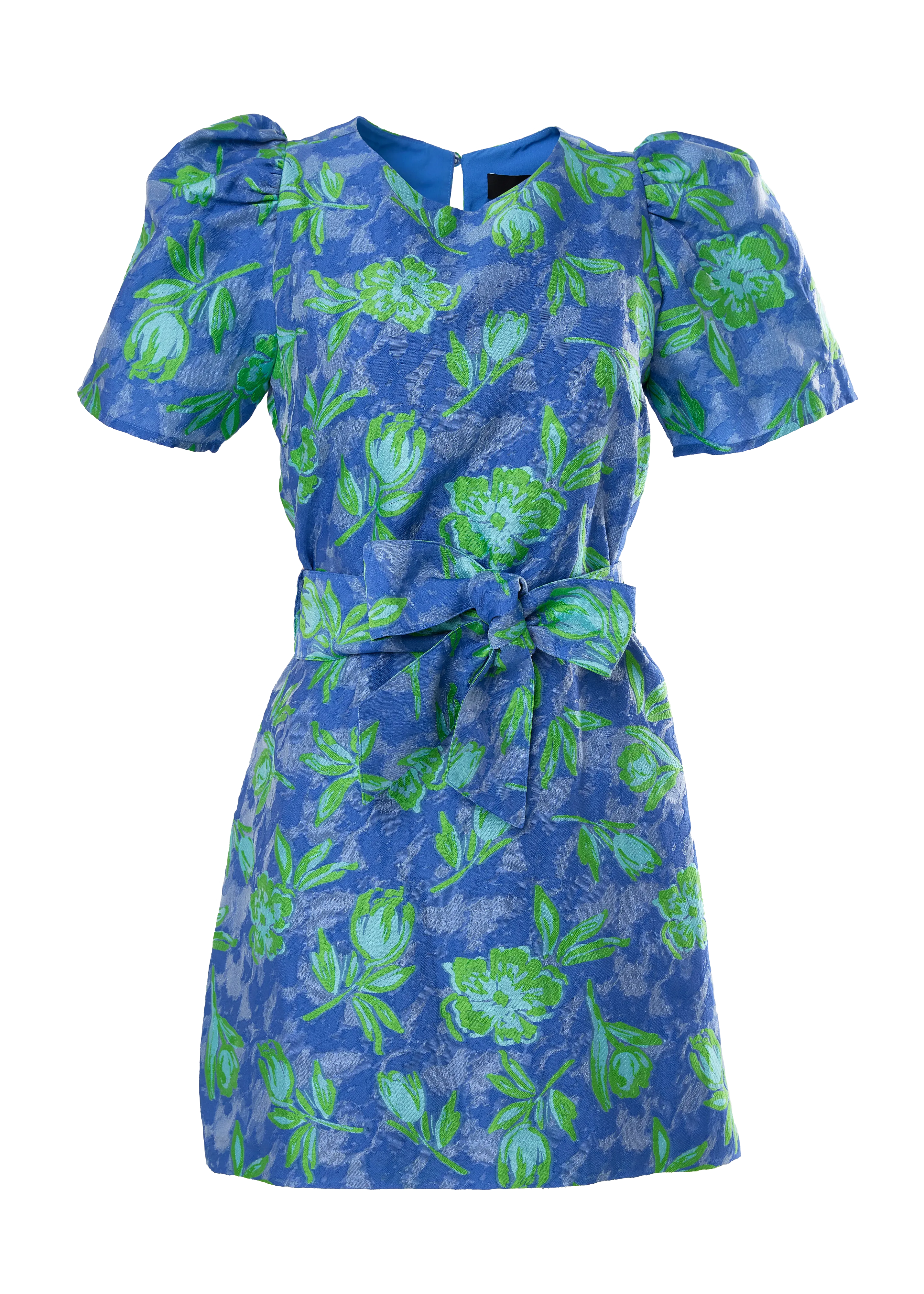 Marty Dress Cobalt Tropical Tulip Jacquard