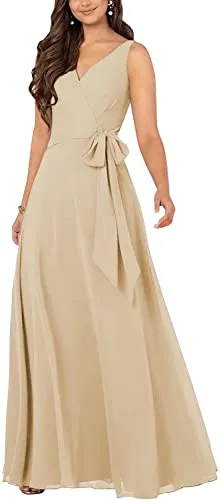 MEET Ruched V-Neck Chiffon Formal Dress