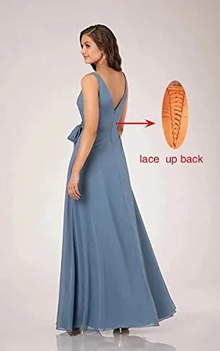 MEET Ruched V-Neck Chiffon Formal Dress