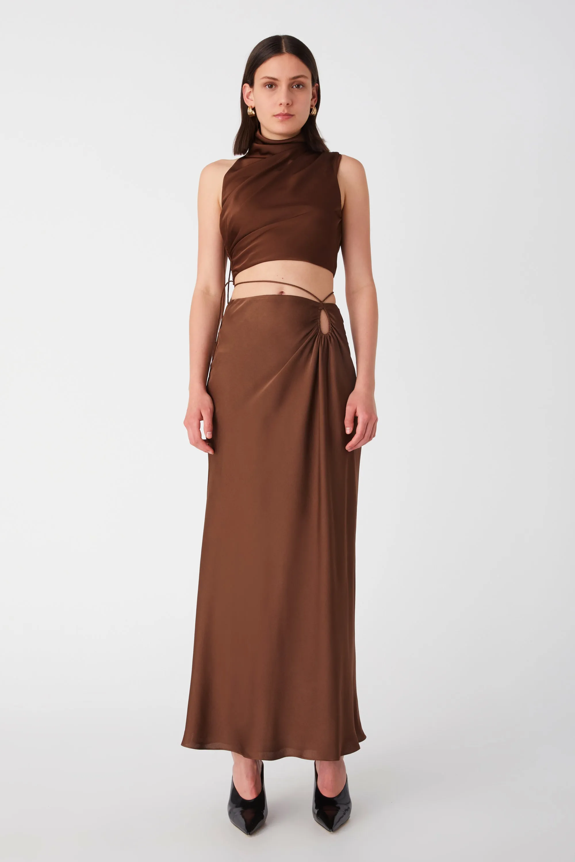 MELODY SATIN MIDI SKIRT