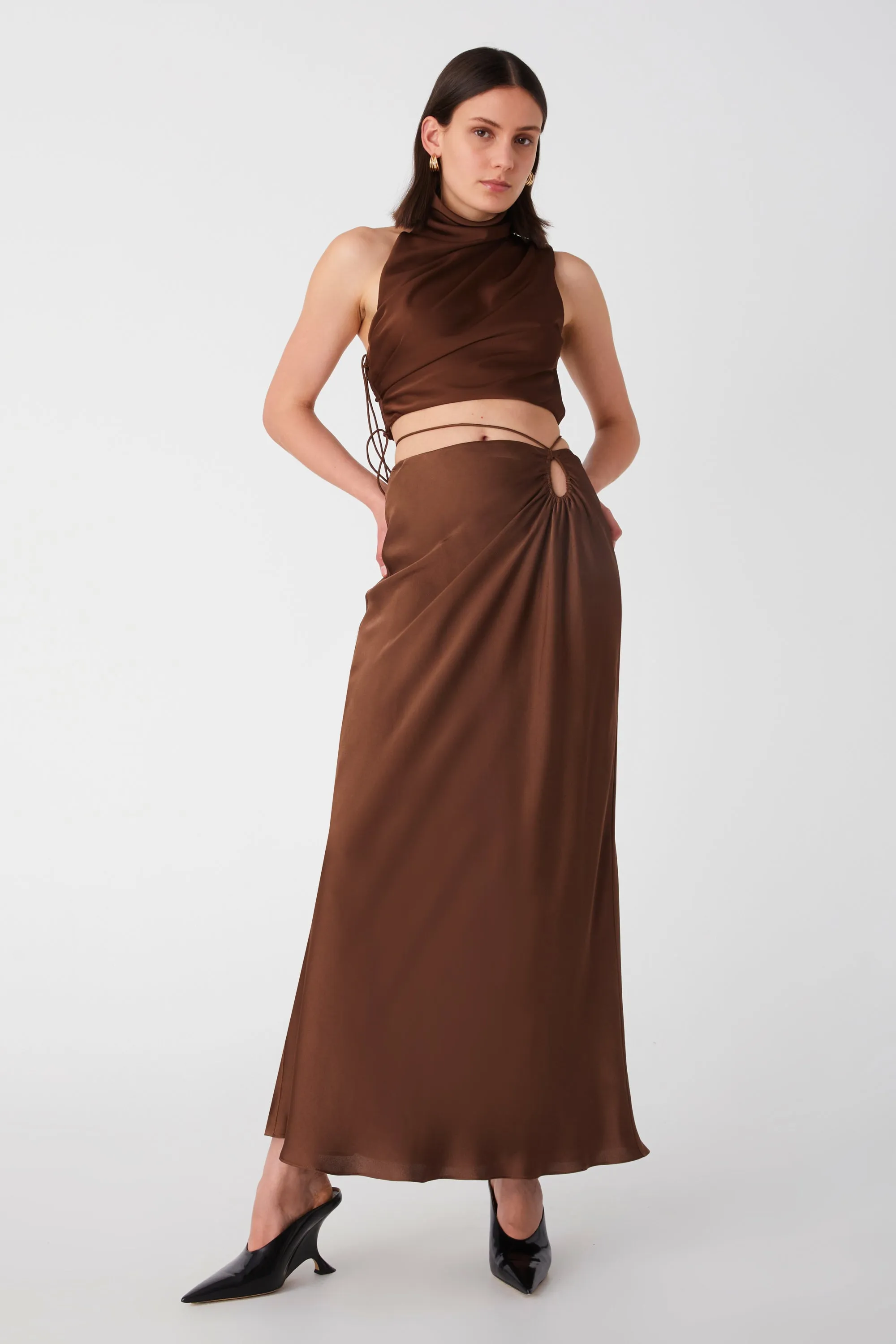 MELODY SATIN MIDI SKIRT
