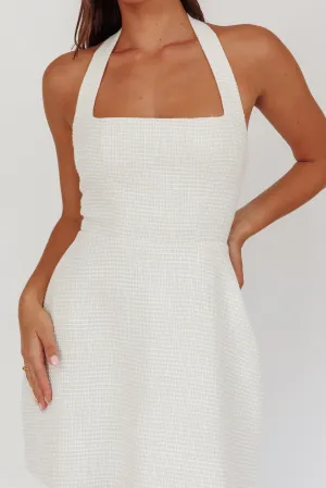 MILA HALTER NECK MINI DRESS - BEIGE