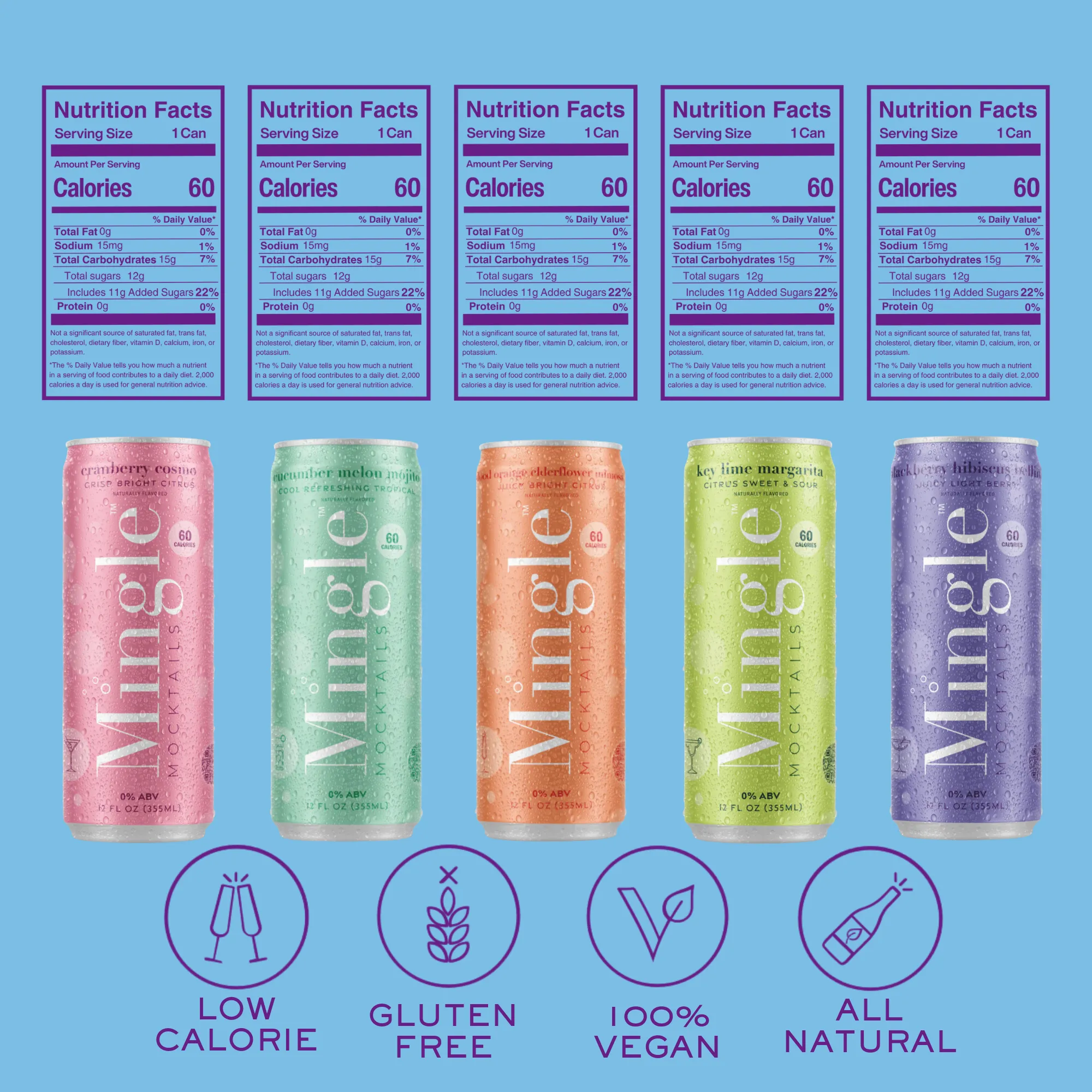 Mingle Mocktails: 4 Pack of 12oz Ready To Drink Mocktails