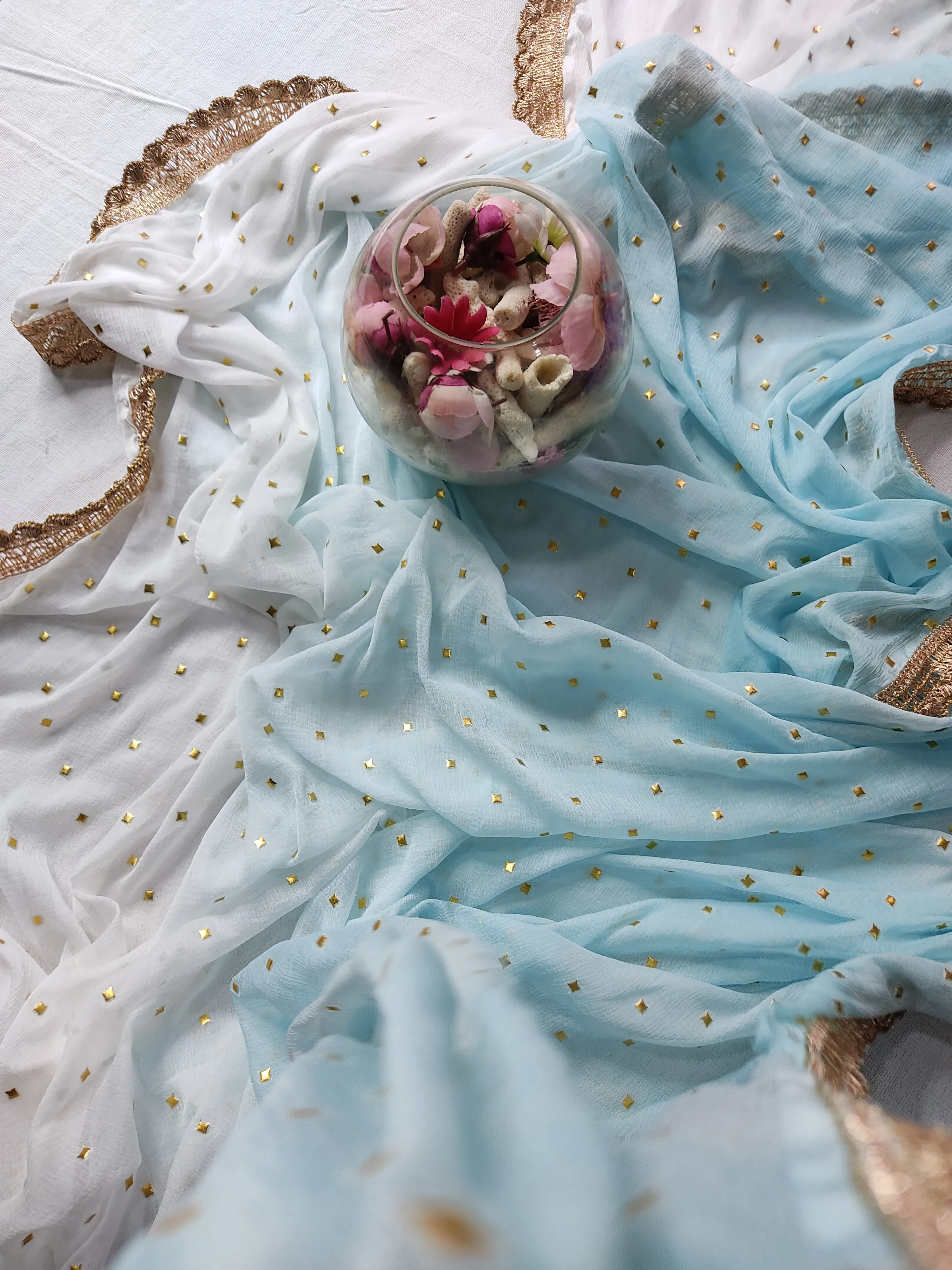 Mint Blue Chiffon Dupatta