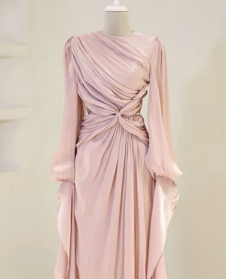 Modest Burgundy Long Sleeves Sheath Chiffon Long Party Dress Evening Dress, D979