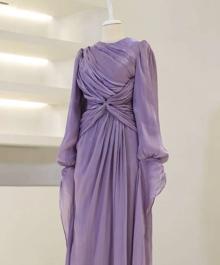 Modest Burgundy Long Sleeves Sheath Chiffon Long Party Dress Evening Dress, D979