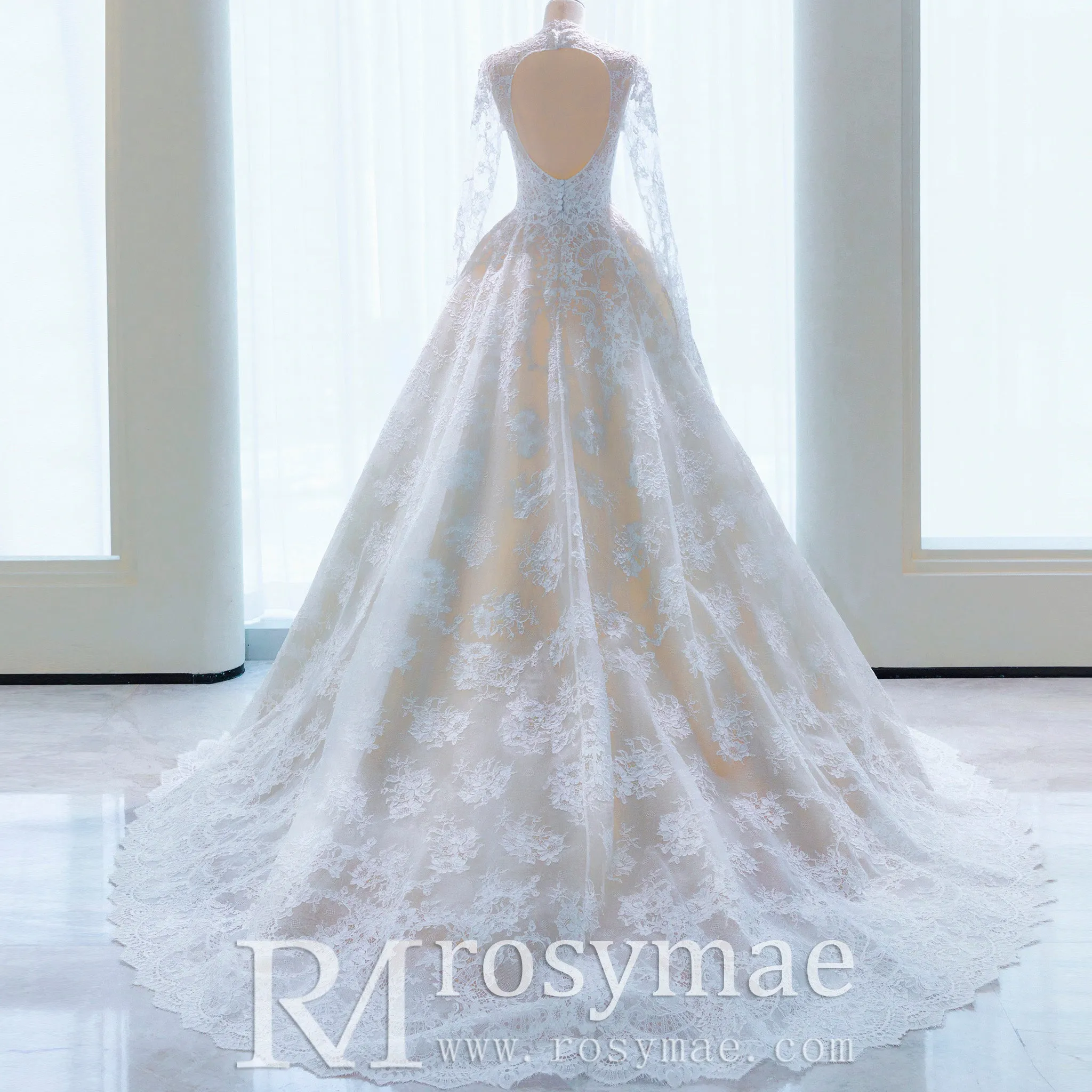 Modest Sweetheart Queen Anne Neckline Wedding Dress