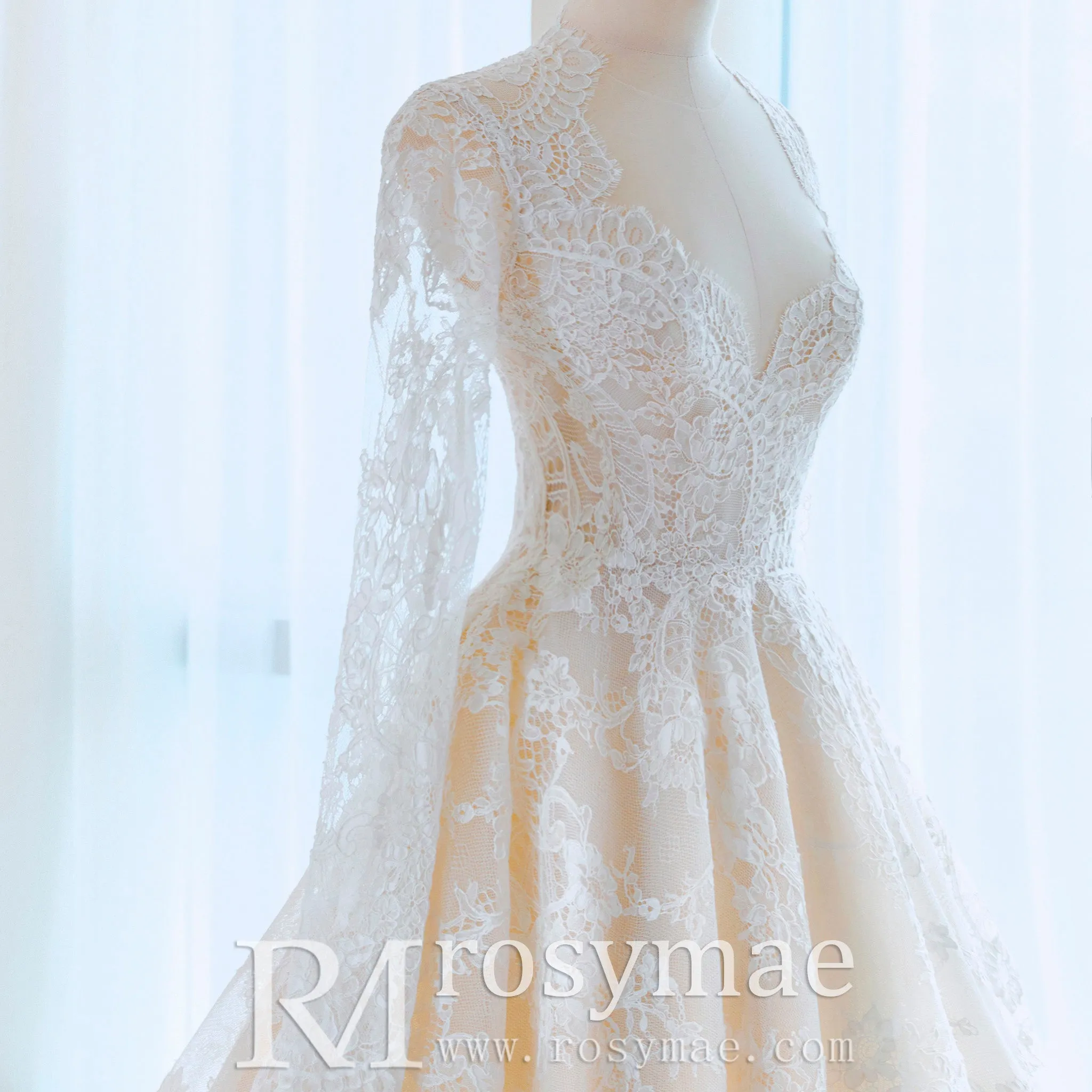 Modest Sweetheart Queen Anne Neckline Wedding Dress
