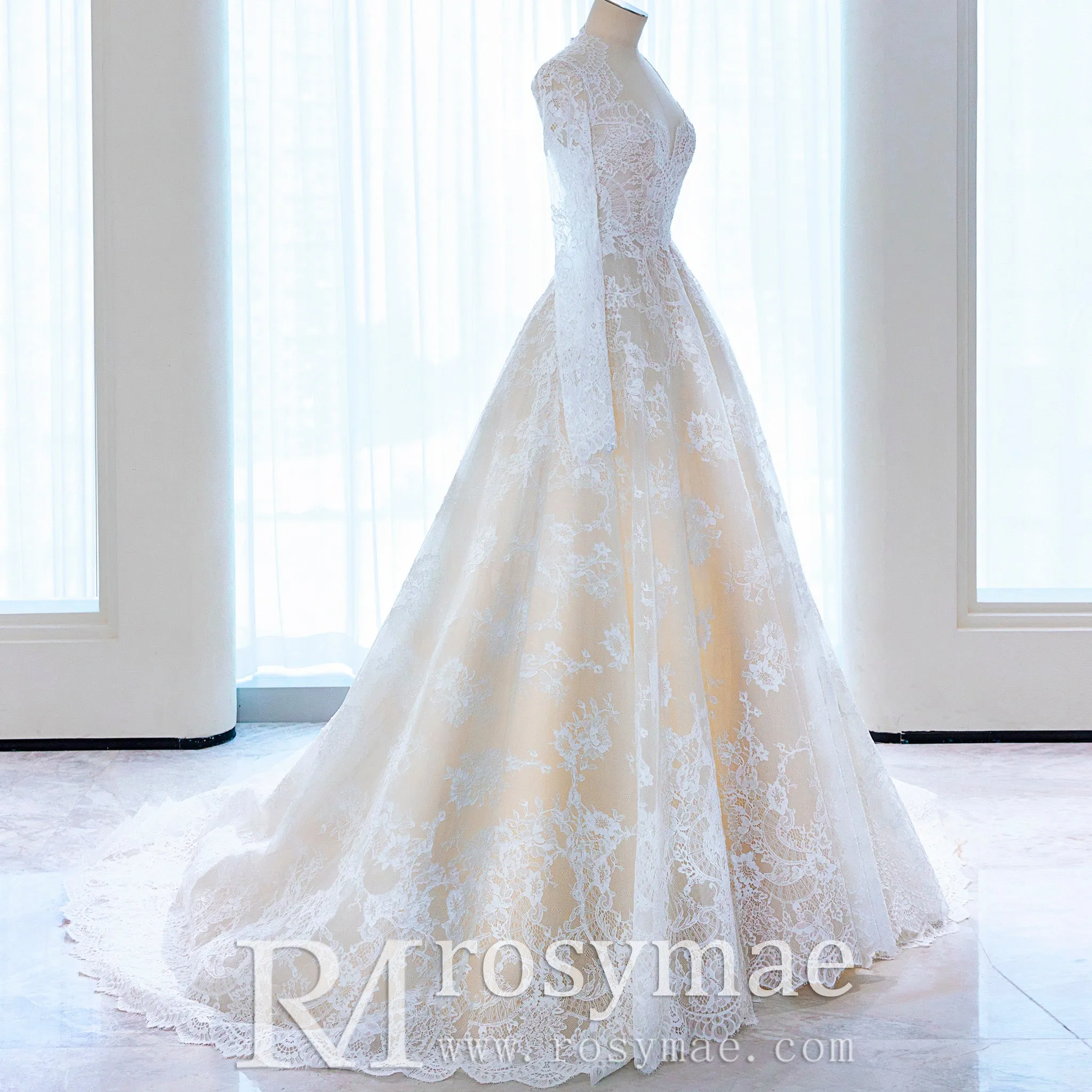 Modest Sweetheart Queen Anne Neckline Wedding Dress