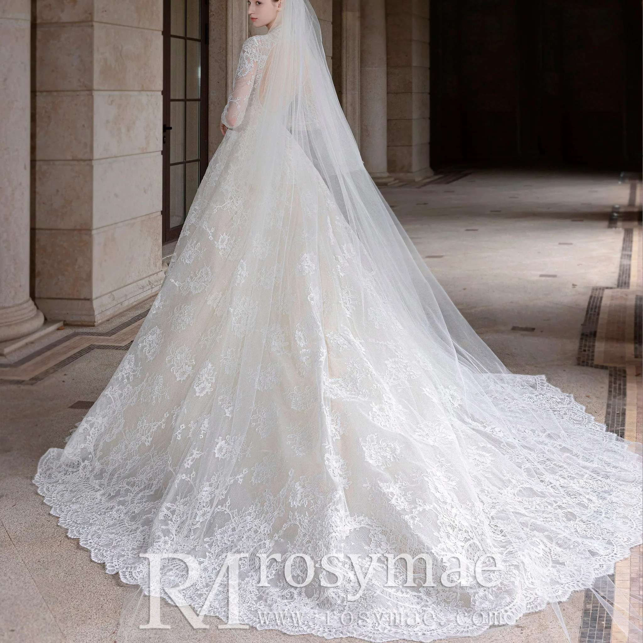 Modest Sweetheart Queen Anne Neckline Wedding Dress