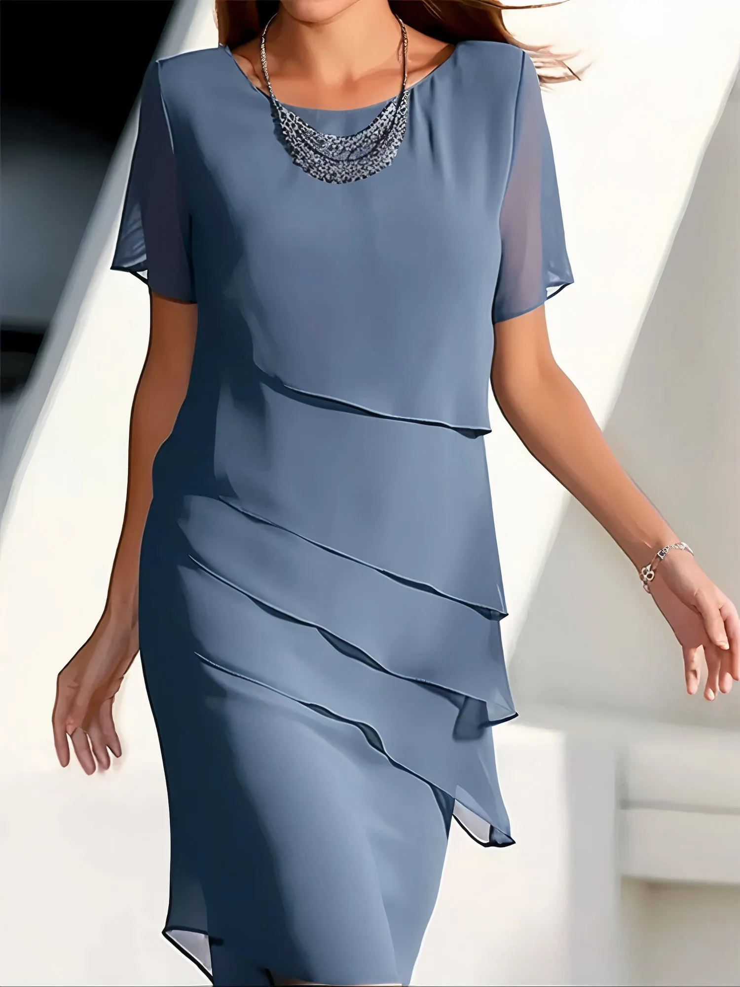 Nastasia® | Pleated Chiffon Dress