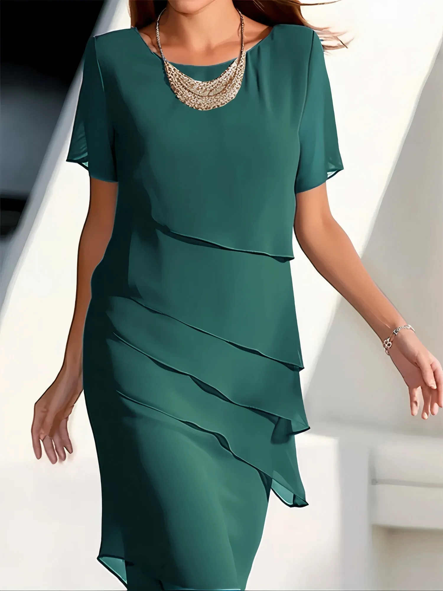 Nastasia® | Pleated Chiffon Dress