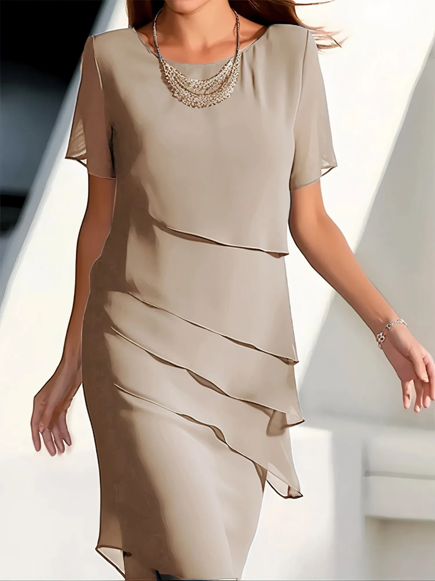 Nastasia® | Pleated Chiffon Dress