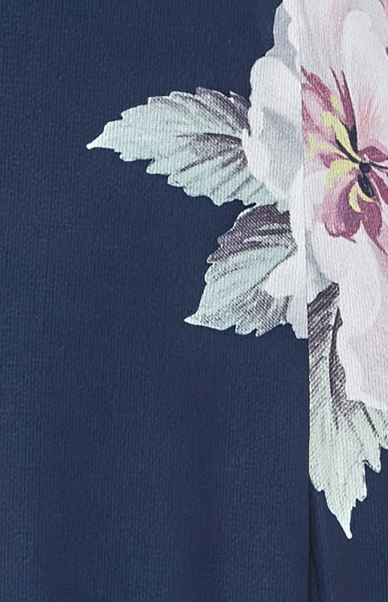 Navy Floral Cocktail Dress with Layered Waterfall Hem