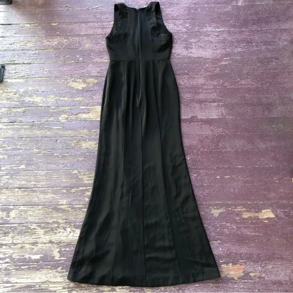 NBD Sleeveless Maxi Dress Size XXS Black Formal Gown Slit Gathered