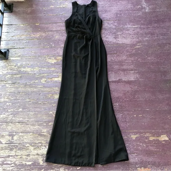 NBD Sleeveless Maxi Dress Size XXS Black Formal Gown Slit Gathered
