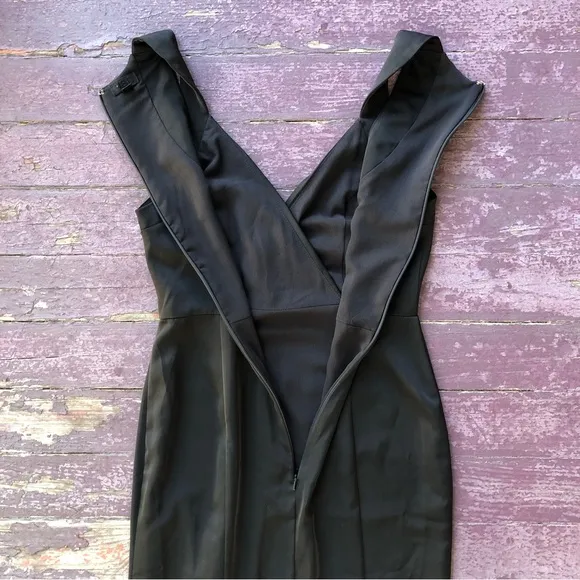 NBD Sleeveless Maxi Dress Size XXS Black Formal Gown Slit Gathered