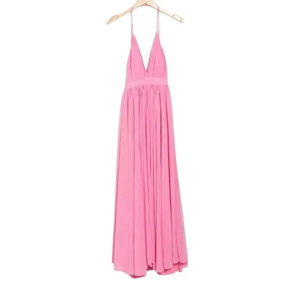 New Meghan LA maxi dress bubblegum pink. Backless cross cross straps size large