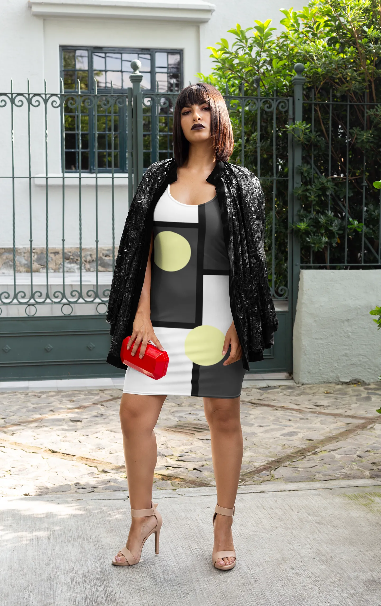 Noir Mod Bubble Tie Up Tunic Dress