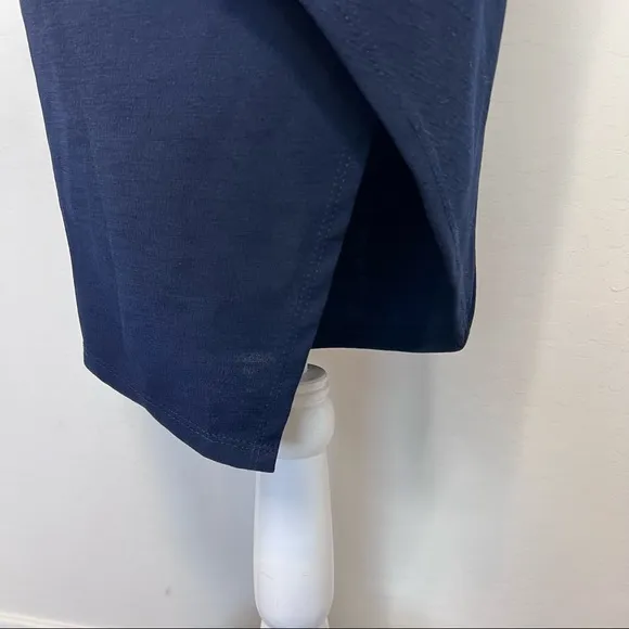 NWOT LULU’S Navy Blue Asymmetric Hem Sheath Midi Dress. Size Small