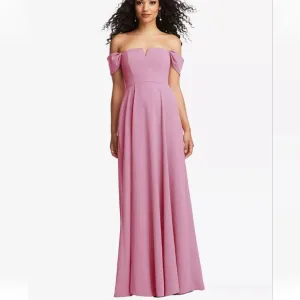 *NWT* Dessy Collection Off the Shoulder Pleated Cap Sleeve Maxi Dress