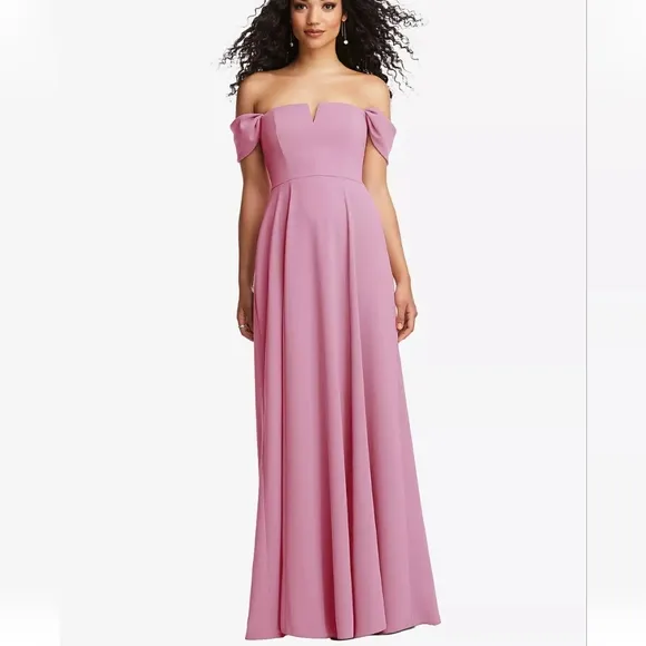 *NWT* Dessy Collection Off the Shoulder Pleated Cap Sleeve Maxi Dress