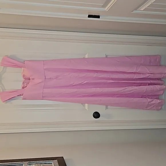 *NWT* Dessy Collection Off the Shoulder Pleated Cap Sleeve Maxi Dress