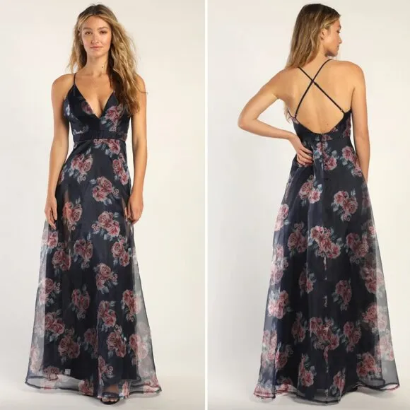 NWT Lulu's | Blooming Adoration Floral Organza Maxi Dress | Size Small