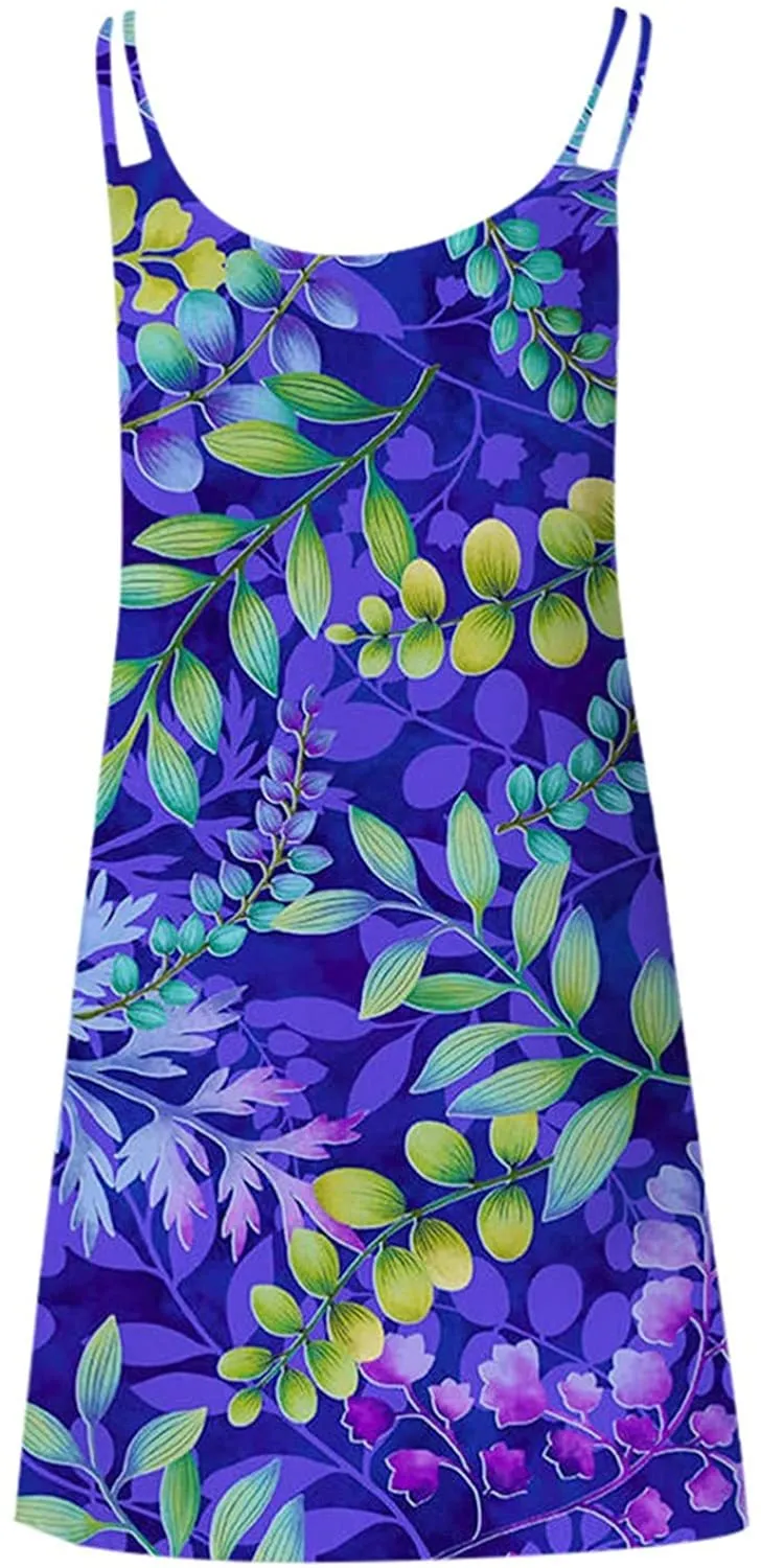 NXY Winsummer Women Dresses Summer Mini Sleeveless Flower Print Plus Size Boho Dress Short Tank Dress A-Line Beach Sundress