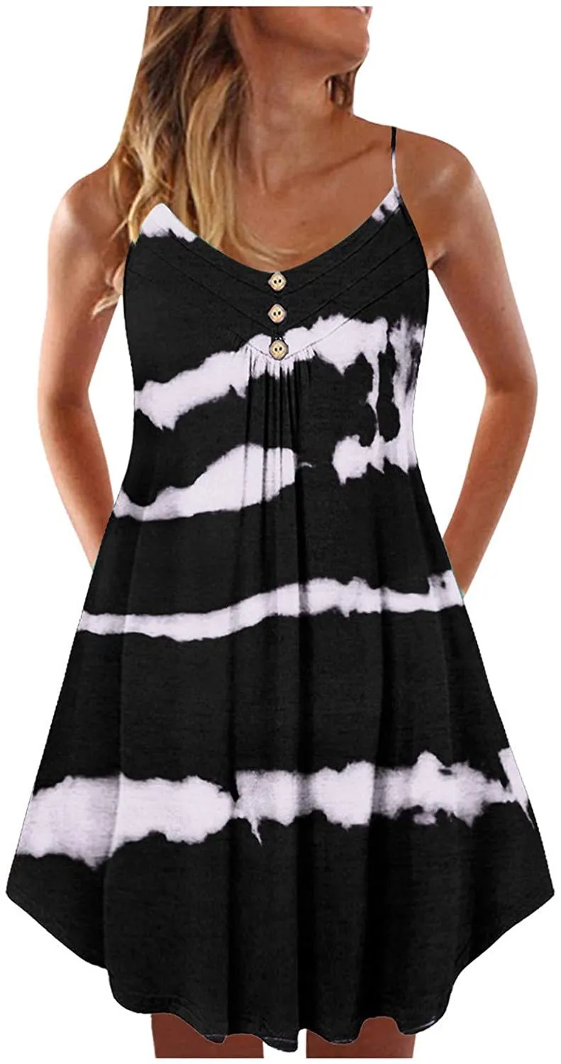 NXY Winsummer Women Dresses Summer Mini Sleeveless Flower Print Plus Size Boho Dress Short Tank Dress A-Line Beach Sundress