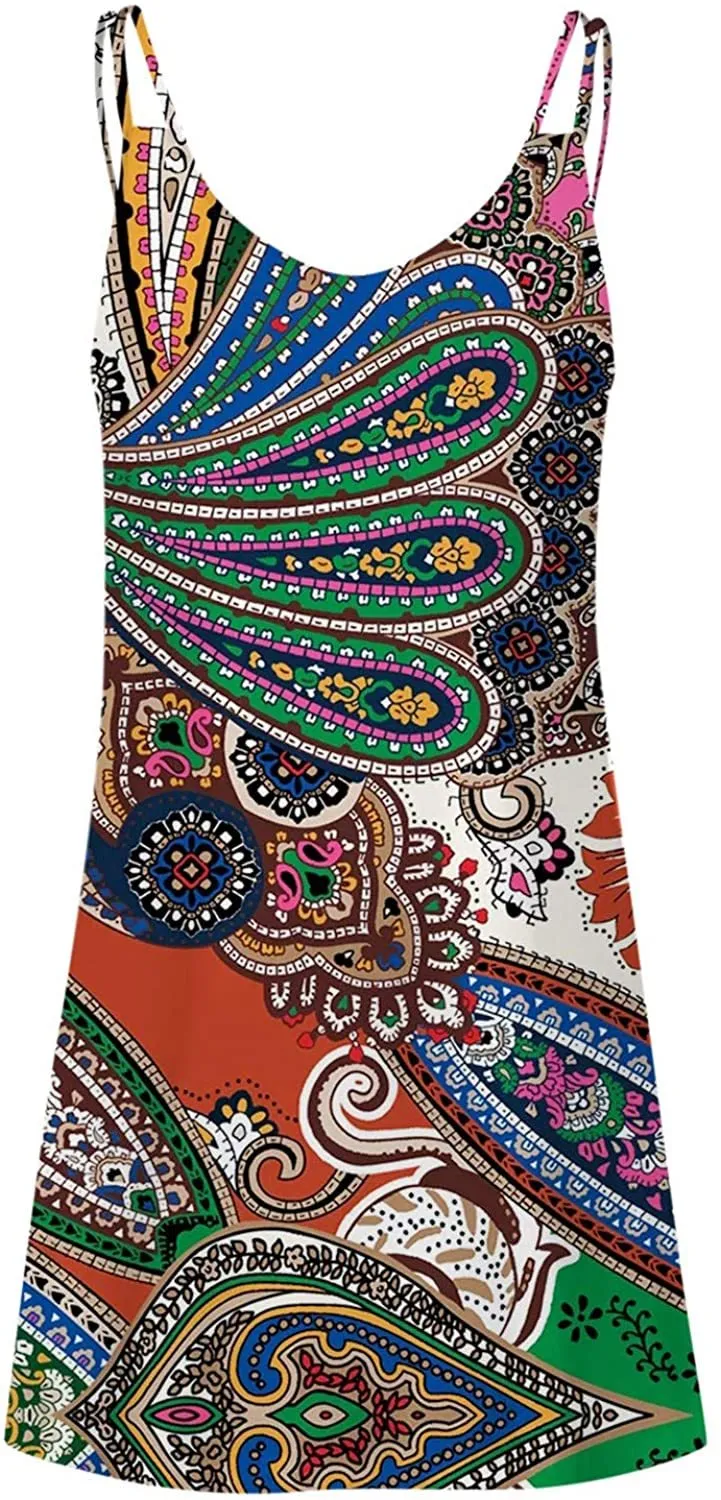 NXY Winsummer Women Dresses Summer Mini Sleeveless Flower Print Plus Size Boho Dress Short Tank Dress A-Line Beach Sundress