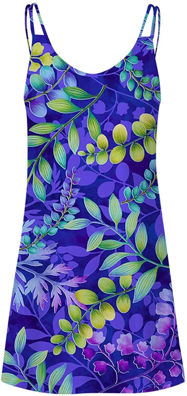NXY Winsummer Women Dresses Summer Mini Sleeveless Flower Print Plus Size Boho Dress Short Tank Dress A-Line Beach Sundress