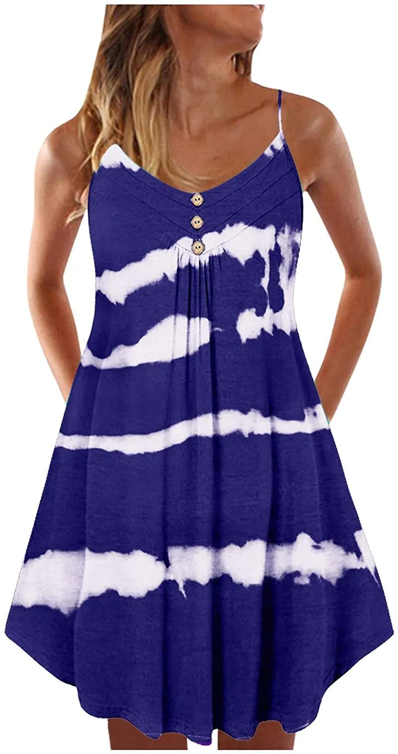 NXY Winsummer Women Dresses Summer Mini Sleeveless Flower Print Plus Size Boho Dress Short Tank Dress A-Line Beach Sundress