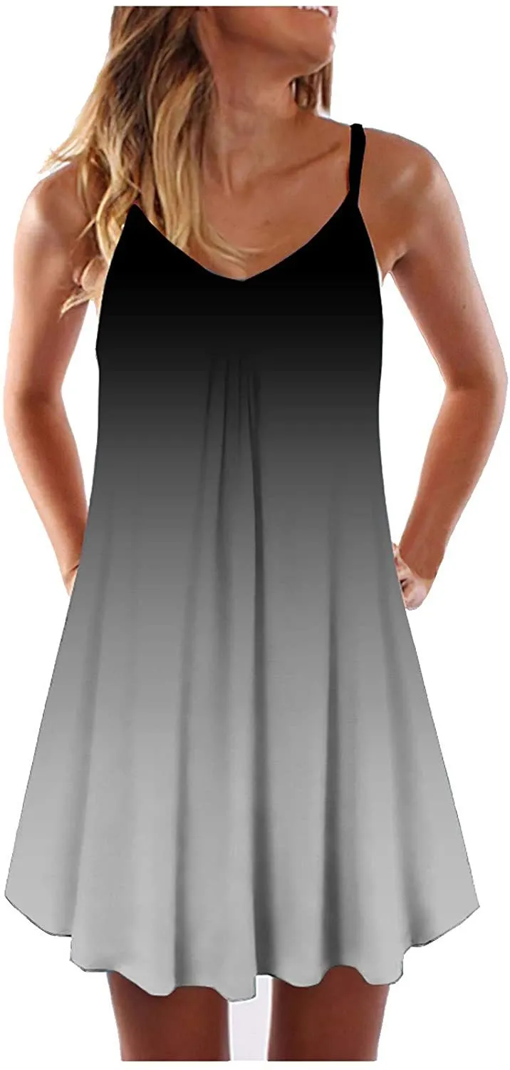 NXY Winsummer Women Dresses Summer Mini Sleeveless Flower Print Plus Size Boho Dress Short Tank Dress A-Line Beach Sundress