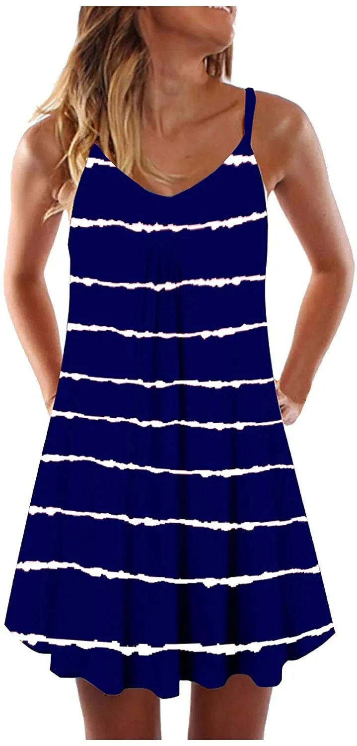 NXY Winsummer Women Dresses Summer Mini Sleeveless Flower Print Plus Size Boho Dress Short Tank Dress A-Line Beach Sundress