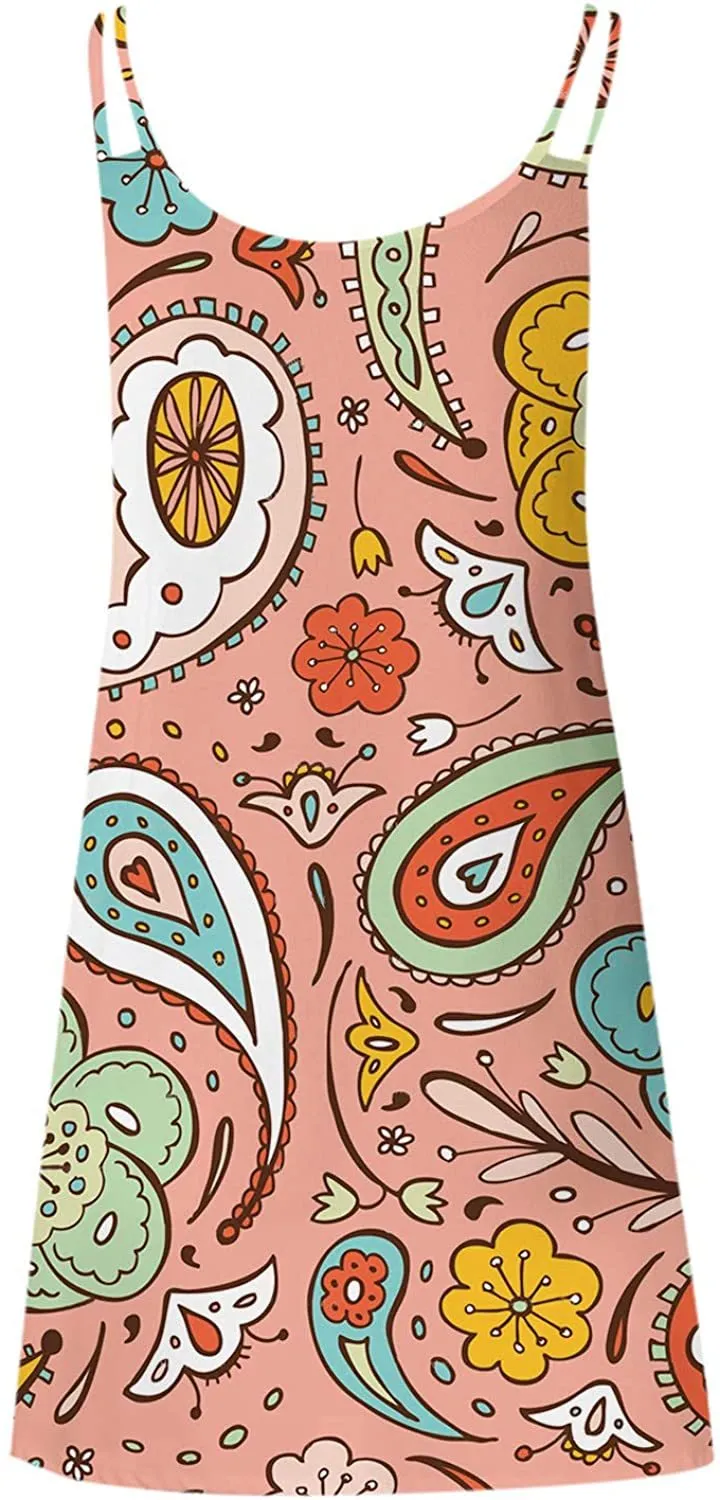 NXY Winsummer Women Dresses Summer Mini Sleeveless Flower Print Plus Size Boho Dress Short Tank Dress A-Line Beach Sundress