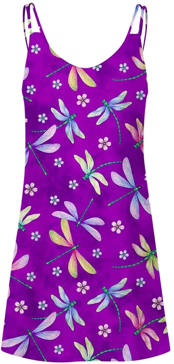 NXY Winsummer Women Dresses Summer Mini Sleeveless Flower Print Plus Size Boho Dress Short Tank Dress A-Line Beach Sundress