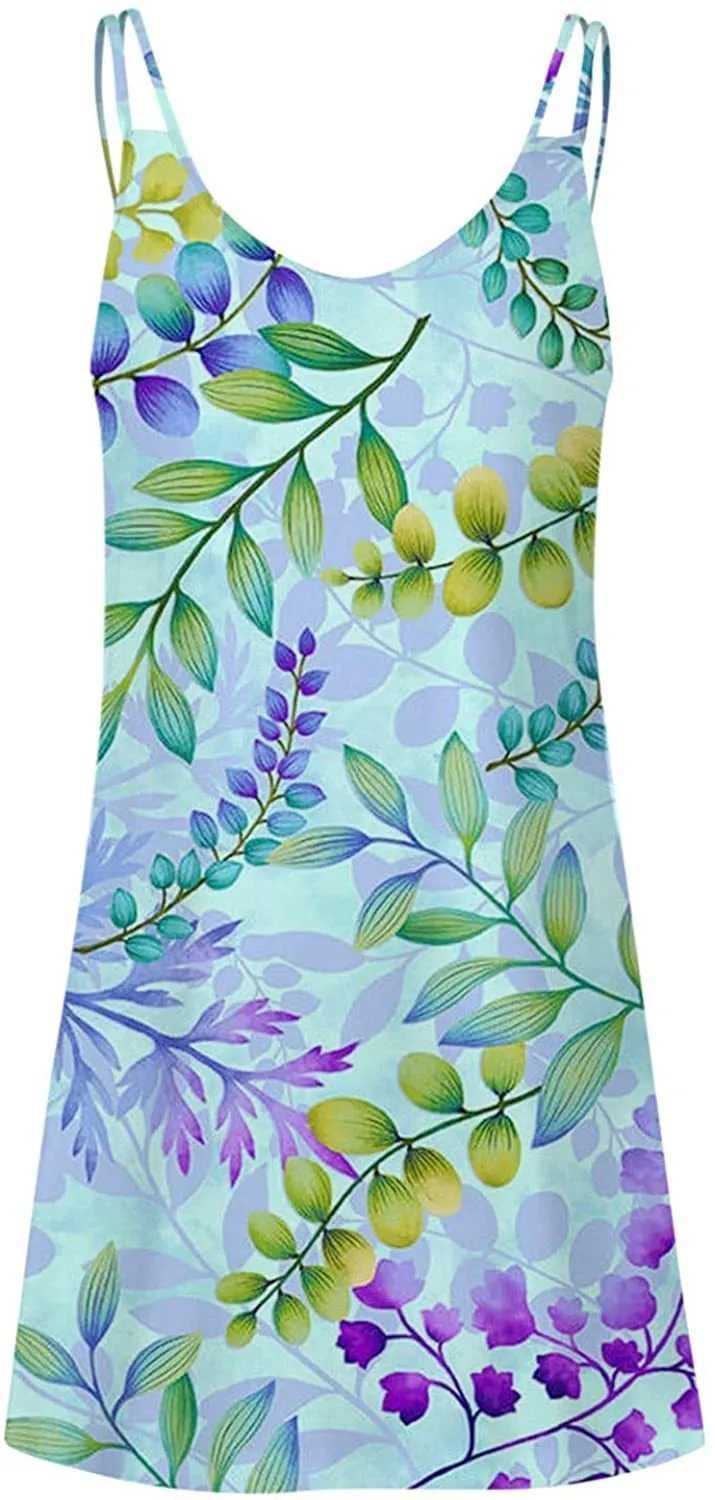 NXY Winsummer Women Dresses Summer Mini Sleeveless Flower Print Plus Size Boho Dress Short Tank Dress A-Line Beach Sundress