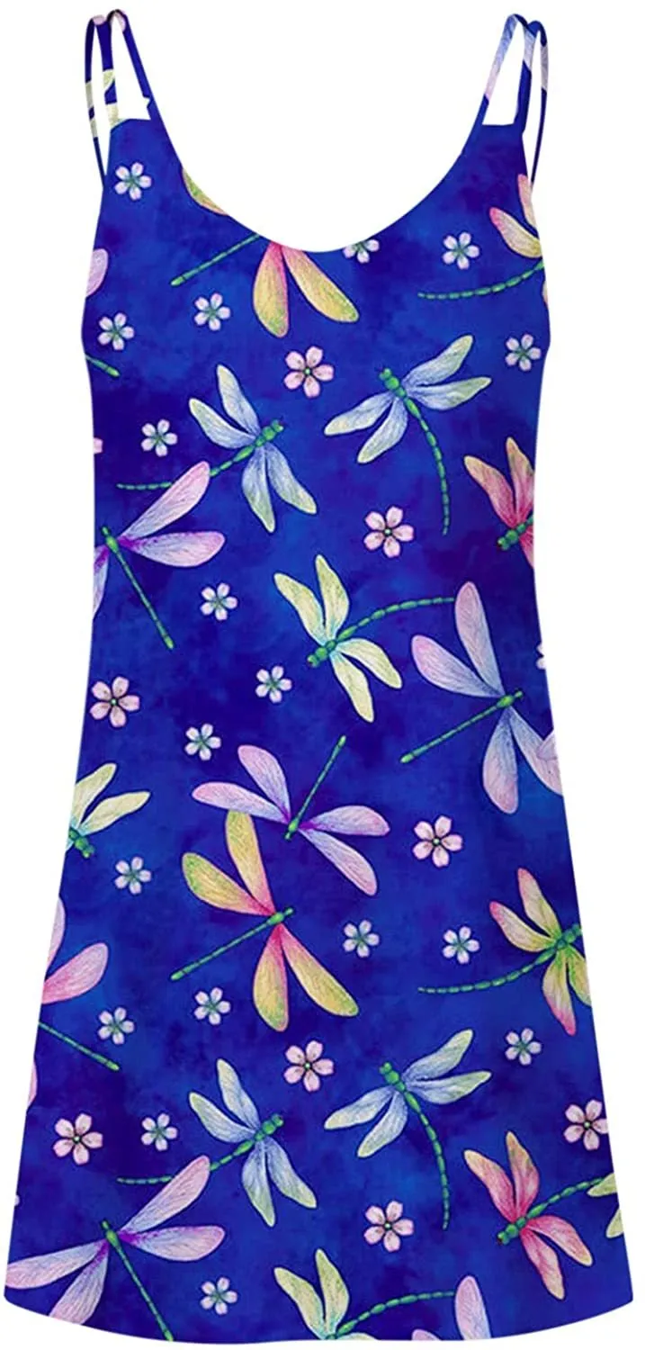 NXY Winsummer Women Dresses Summer Mini Sleeveless Flower Print Plus Size Boho Dress Short Tank Dress A-Line Beach Sundress